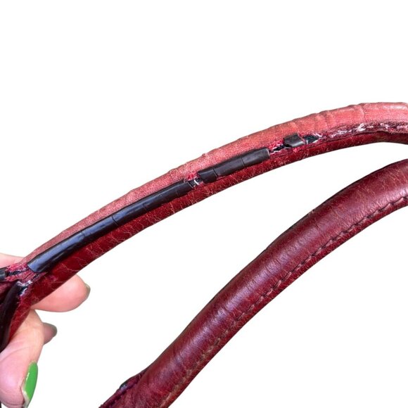 B Makowsky Lisbon Brown Red Drawstring Pocket Hobo Bag Satchel - Picture 3 of 16